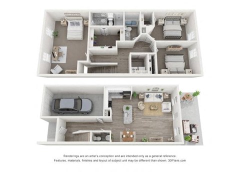 a 2 bedroom floor plan with a bathroom and a living room